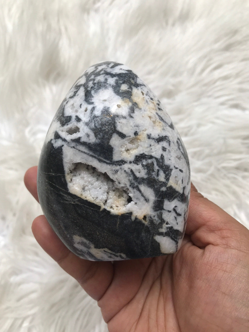 RARE Pink Mangano Calcite Druzy with Pyrite & Sphalerite Freeform 8
