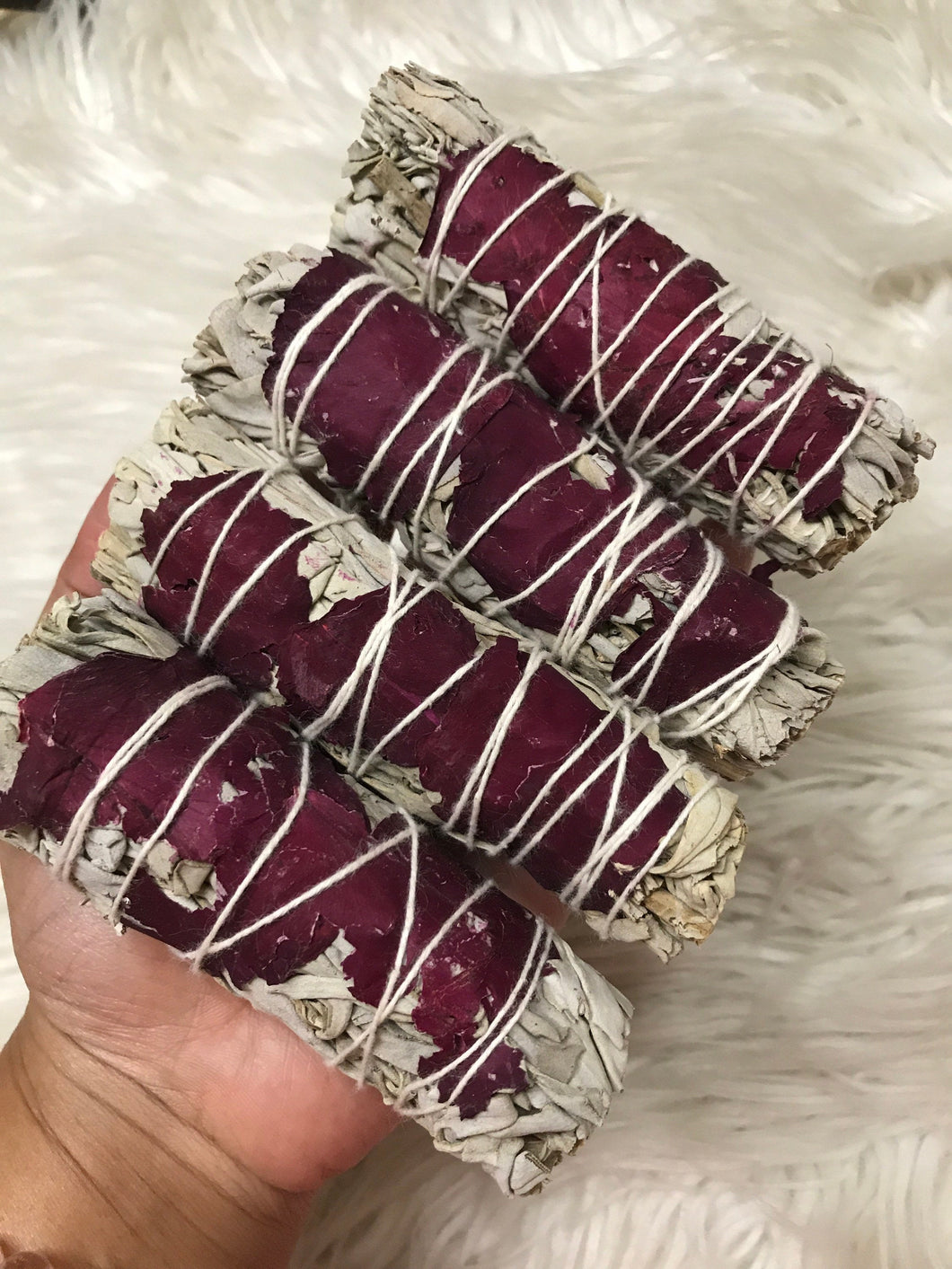 Two Gorgeous 4” Red Rose Sage Smudge Stick