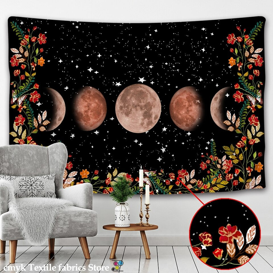 Floral moon best sale phase tapestry