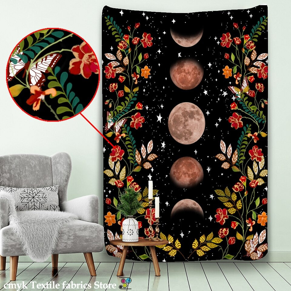 Floral phases of new arrivals the moon tapestry
