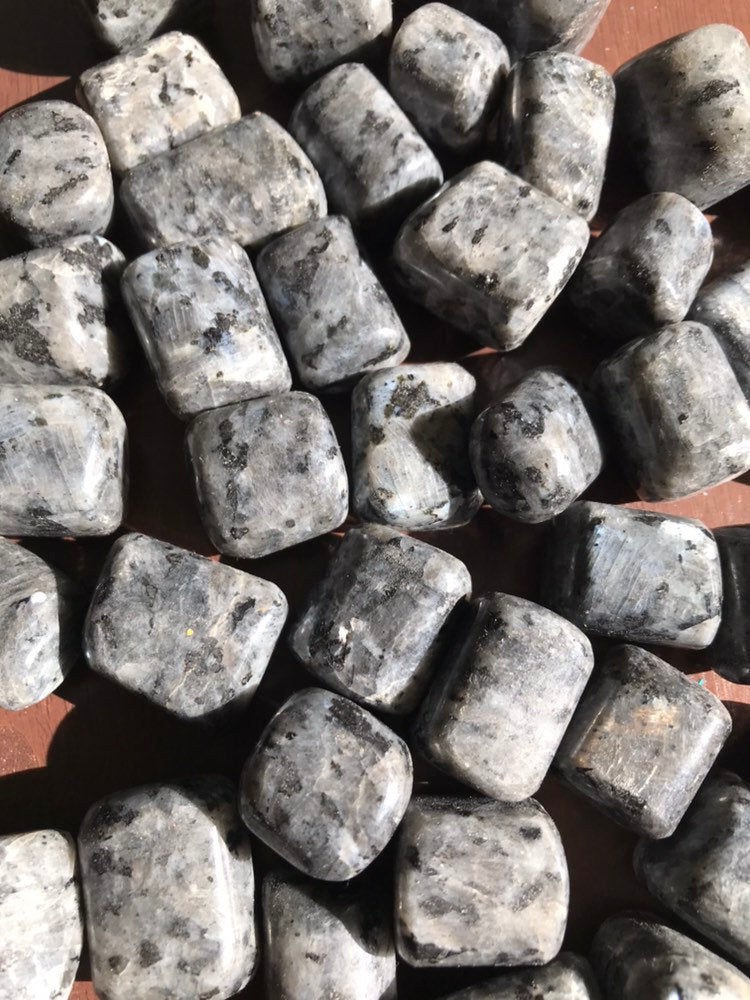 Black Moonstone or Larvikite Tumbles
