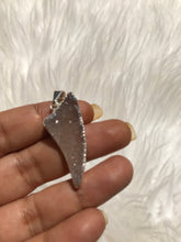 Raw Amethyst Druzy Shark Tooth Crystal Pendant In Sterling Silver-you choose