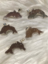 Raw Amethyst Dolphin Crystal Pendant In Sterling Silver-You choose