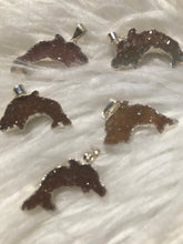 Raw Amethyst Dolphin Crystal Pendant In Sterling Silver-You choose