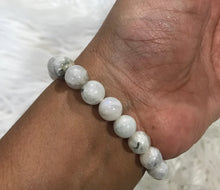 One 8mm Rainbow Moonstone  beaded gemstone Bracelet