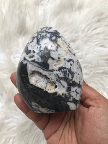 RARE Pink Mangano Calcite Druzy with Pyrite & Sphalerite Freeform 8