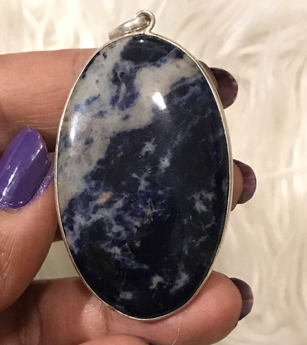 Large Sodalite Pendant In Sterling Silver 2