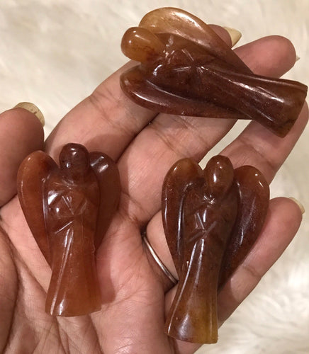 One 2 inch Strawberry Quartz Angel