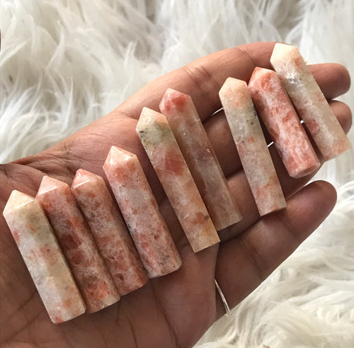 One (1) Sunstone Crystal Point Between 1.5 inches to 2 inches