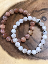 One Set of 8mm Rainbow Moonstone & sunstone beaded gemstone Bracelet