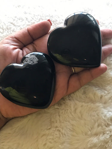 One Large Black Chalcedony Heart
