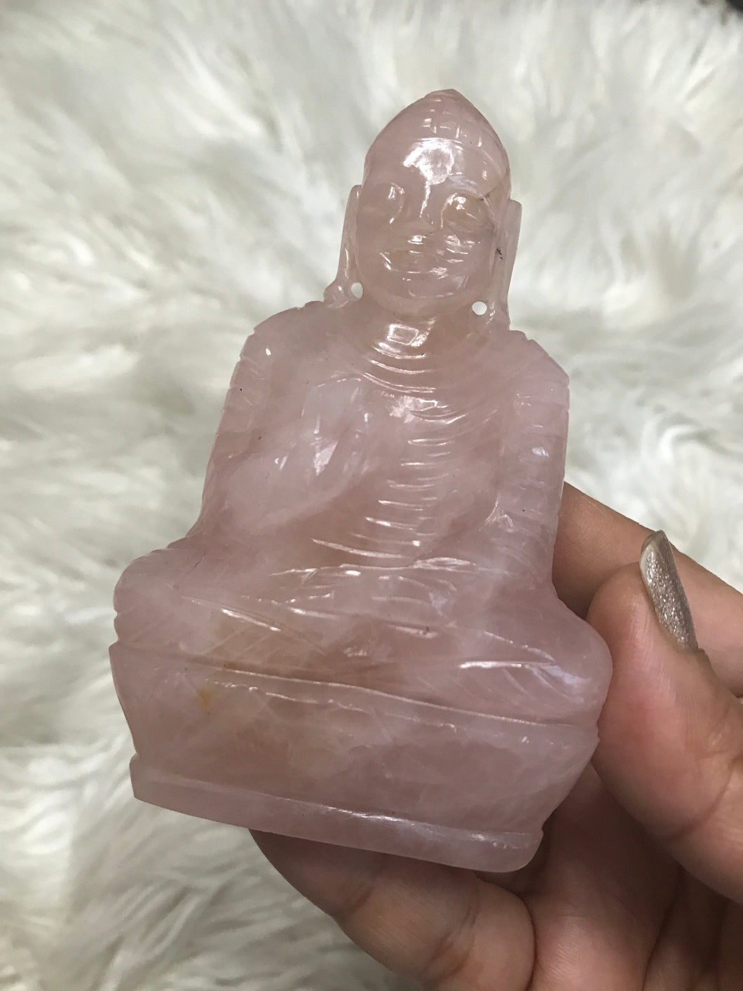 Rosequartz Buddha 3.5 inch Statue 5