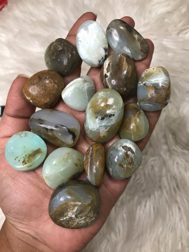 One Peru Blue Opal Tumble Large  Size