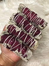 Two Gorgeous 4” Red Rose Sage Smudge Stick