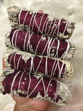 Two Gorgeous 4” Red Rose Sage Smudge Stick