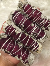 Two Gorgeous 4” Red Rose Sage Smudge Stick
