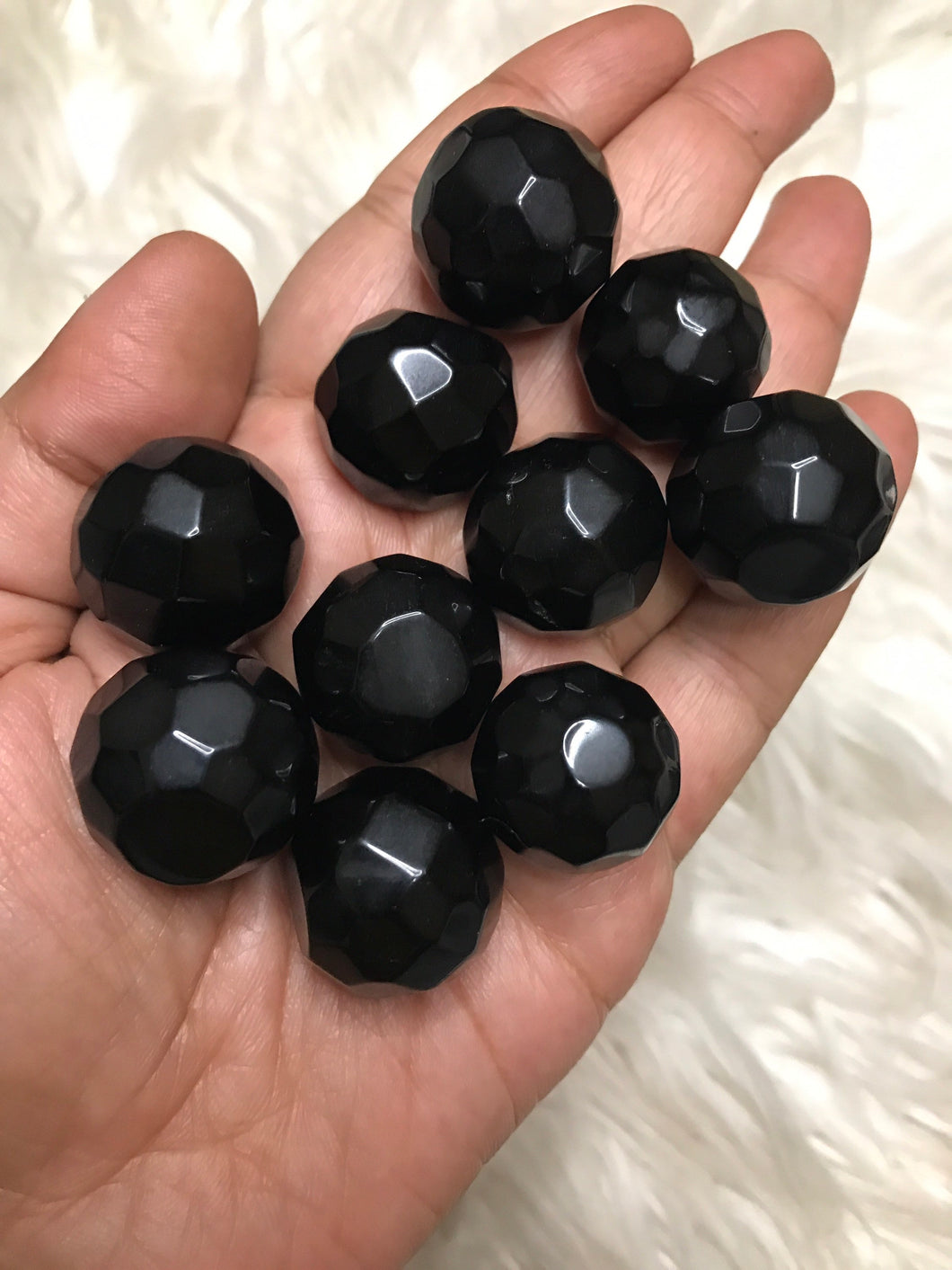 One 22mm Black Obsidian Faceted  sphere