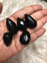 One Black Obsidian Faceted spherical Tear drop