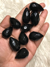 One Black Obsidian Faceted spherical Tear drop