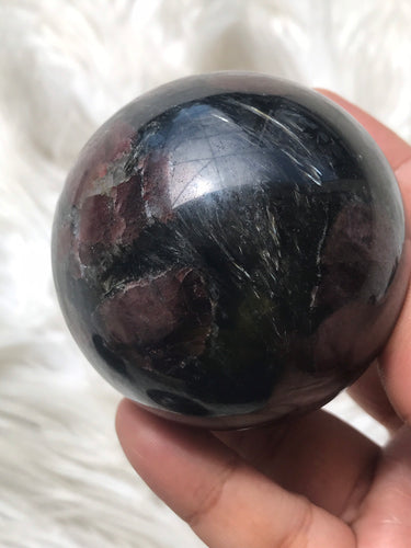 Large Astrophyllite With Garnet Sphere  -5