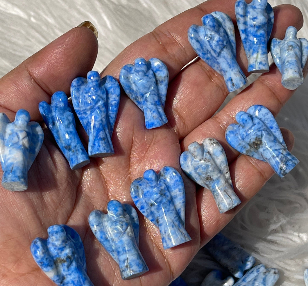 One Blue lazulite In Quartz Angel - 1 “ Inch