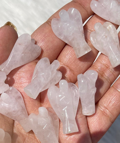 One Pink Rose Quartz Angel - 1 “ Inch