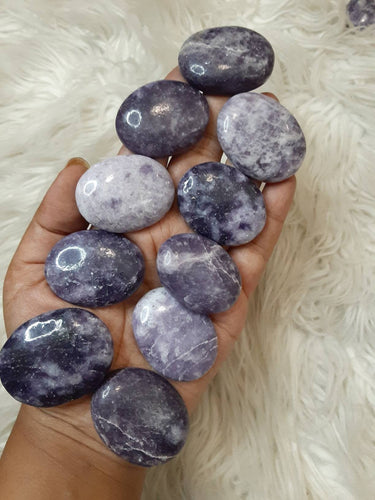 One lepidolite worry stone