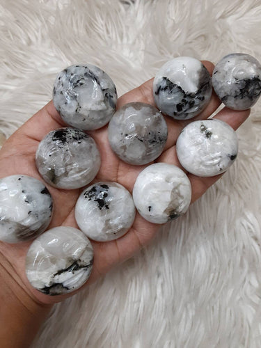 One  Rainbow Moonstone Moon Face 32mm- 37mm