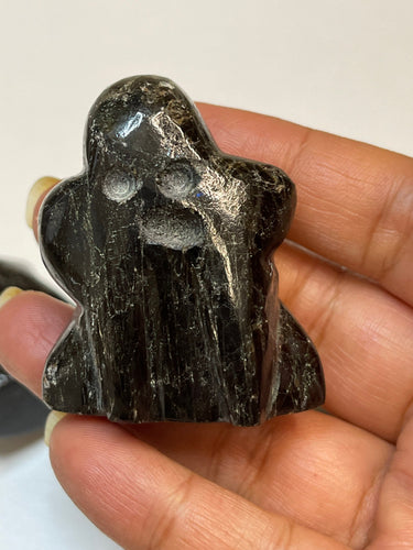 One black tourmaline Ghost around 2 inch Tall