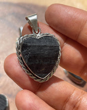 One Black tourmaline heart silver plated pendant Lot 1