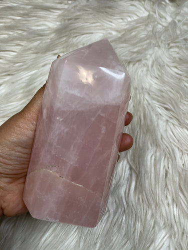 Large Pink Rose quartz point 7