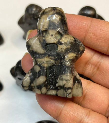 One variolite jasper ghost 2 inch Tall
