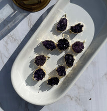 One Raw Amethyst Druzy Crystal Pendant