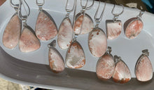 One Pink Scolecite silver plated necklace with chains 18”