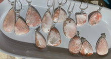 One Pink Scolecite silver plated necklace with chains 18”