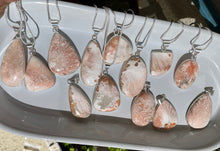 One Pink Scolecite silver plated necklace with chains 18”