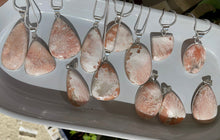 One Pink Scolecite silver plated necklace with chains 18”