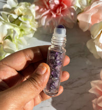 One Amethyst Chips Bottle Black Obsidian Roller