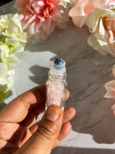 One Rose Quartz Chips Bottle Black Obsidian Roller