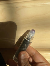 One Black Rutile Quartz Chips Bottle Amethyst Roller