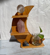 Moon Shaped Crystal Wooden Stand