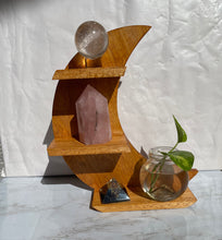 Moon Shaped Crystal Wooden Stand
