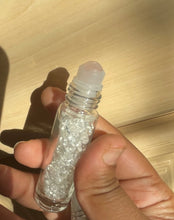 One Clear Quartz Chips Bottle Rosequartz Roller