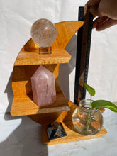 Moon Shaped Crystal Wooden Stand