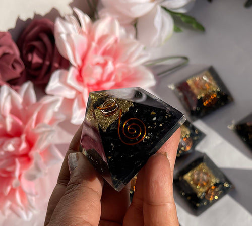 Black Tourmaline Orgone Pyramid 2 inches base