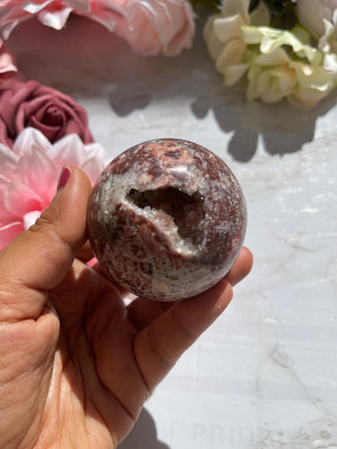 New Stone ! Red Jasper Druzy Geode Sphere -57mm