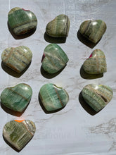One Green Kiwi Calcite Heart