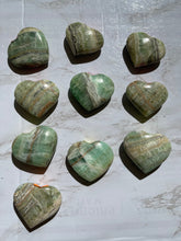 One Green Kiwi Calcite Heart