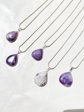 One Lilac lepidolite Teardrop Necklace