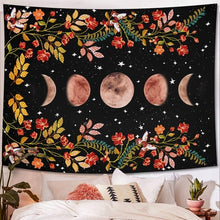 Heavenly Floral Lunar Phase Tapestry